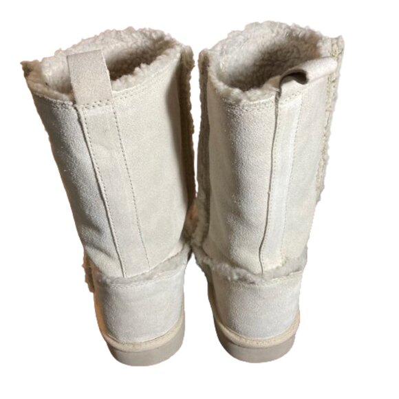 American Eagle Cream Suede Winter Boots Faux Shearling Mid-Calf sz. 7 - Picture 4 of 10